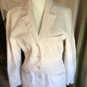 DKNY beige jean 4 button suit size 6